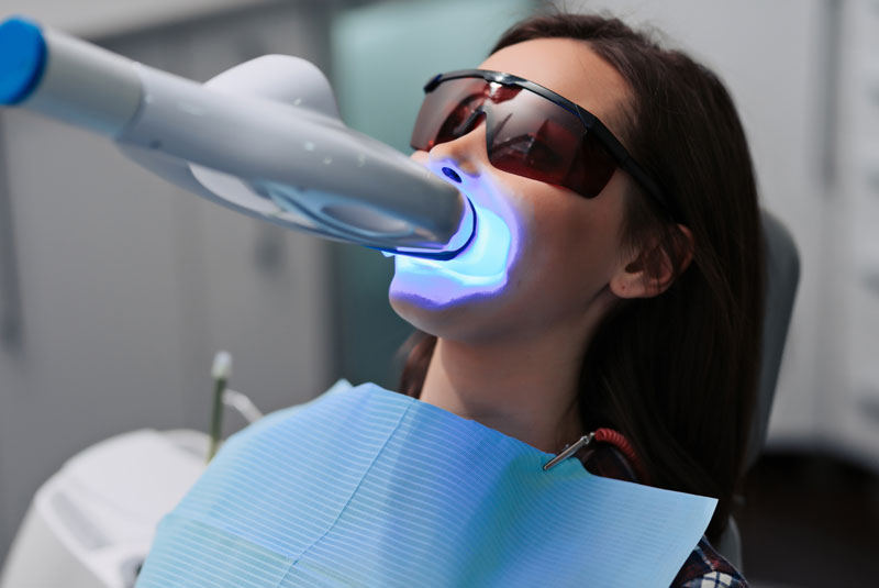 dental patient undergoing teeth whitening